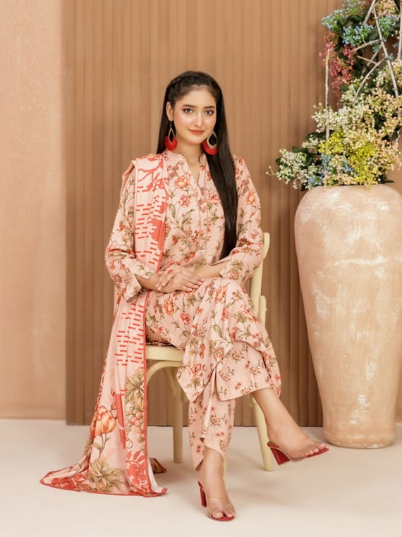 Anzish Fancy Embroidered  Leather Peach Collection By Tawakkal (D-4833)