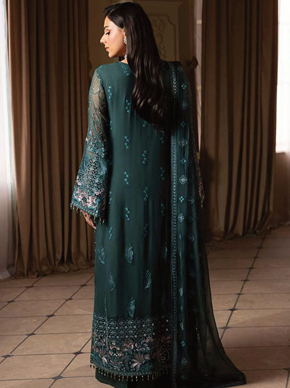 Aashnai By Lavish Luxury Chiffon Collection 2025 (ASH-03 Deep Forest)