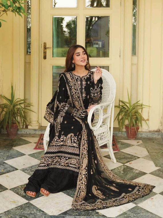Reenaz by Johra Embroidered viscose staple Collection (JW-125)
