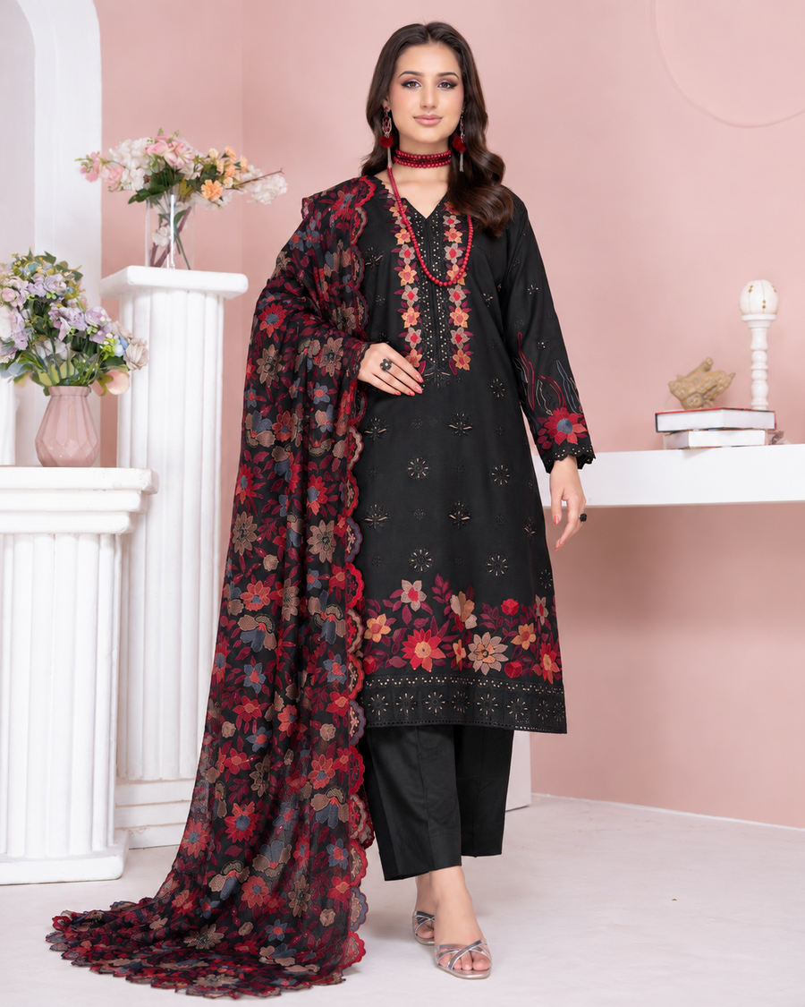 Riaz Arts Kamyar Luxury Winter Embroidered Wool Touch Peach Suit