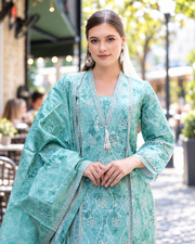Alzohaib DHAGAKARI Digital Printed Embroidered 3 Piece Lawn Suit