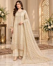 Allys Ivory Organza Embroidered 3-Piece Luxury Formal Suit