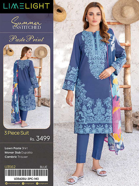 Limelight Printed Lawn Collection 2025 Vol-01 (U3562 Blue)