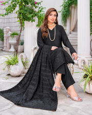 Riaz Arts Musfirah Luxury Winter Embroidered Wool Touch Peach Suit