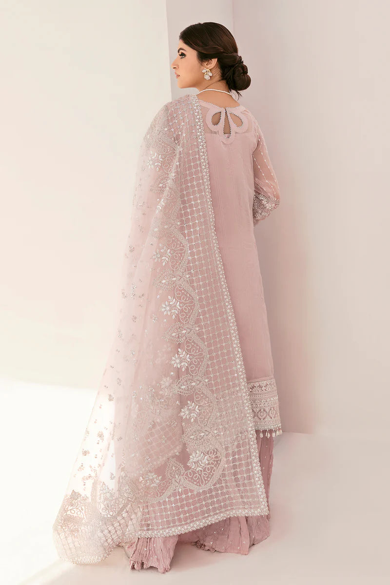 9-Piece Hand Work Embroidered Chiffon & Organza Unstitched Suit | Organza Neckline, Front & Back Patch, Dupatta Pallu | Embroidered Silk Trouser | Premium Women's Handcrafted Festive Wear