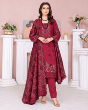 Riaz Arts Kamyar Luxury Winter Embroidered Wool Touch Peach Suit