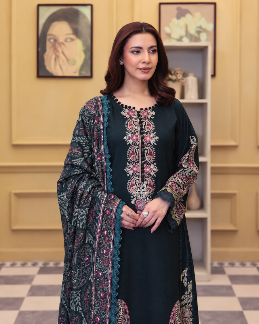 Sehrish by Johra Luxury Embroidered Winter Suit with Embroidered Shawl
