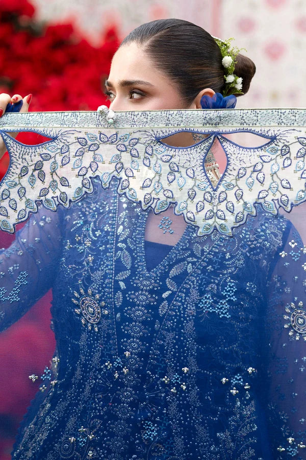 Luxury Embroidered Organza Cutwork Formal Suit with Chiffon Dupatta