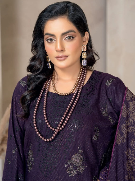 MAIRA peach leather embroidered luxury winter collection (D-04)