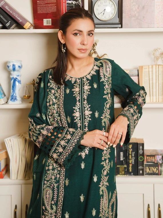 ABRISH Embroidered Fancy Peach Leather Collection by Johra (JW-148)