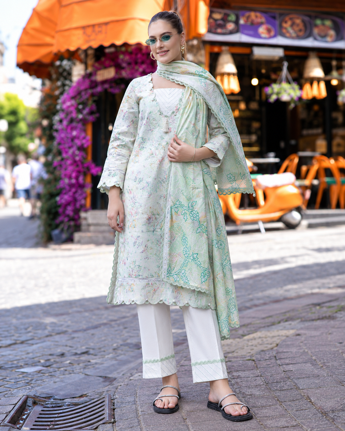 Alzohaib DHAGAKARI Digital Printed Embroidered 3 Piece Lawn Suit