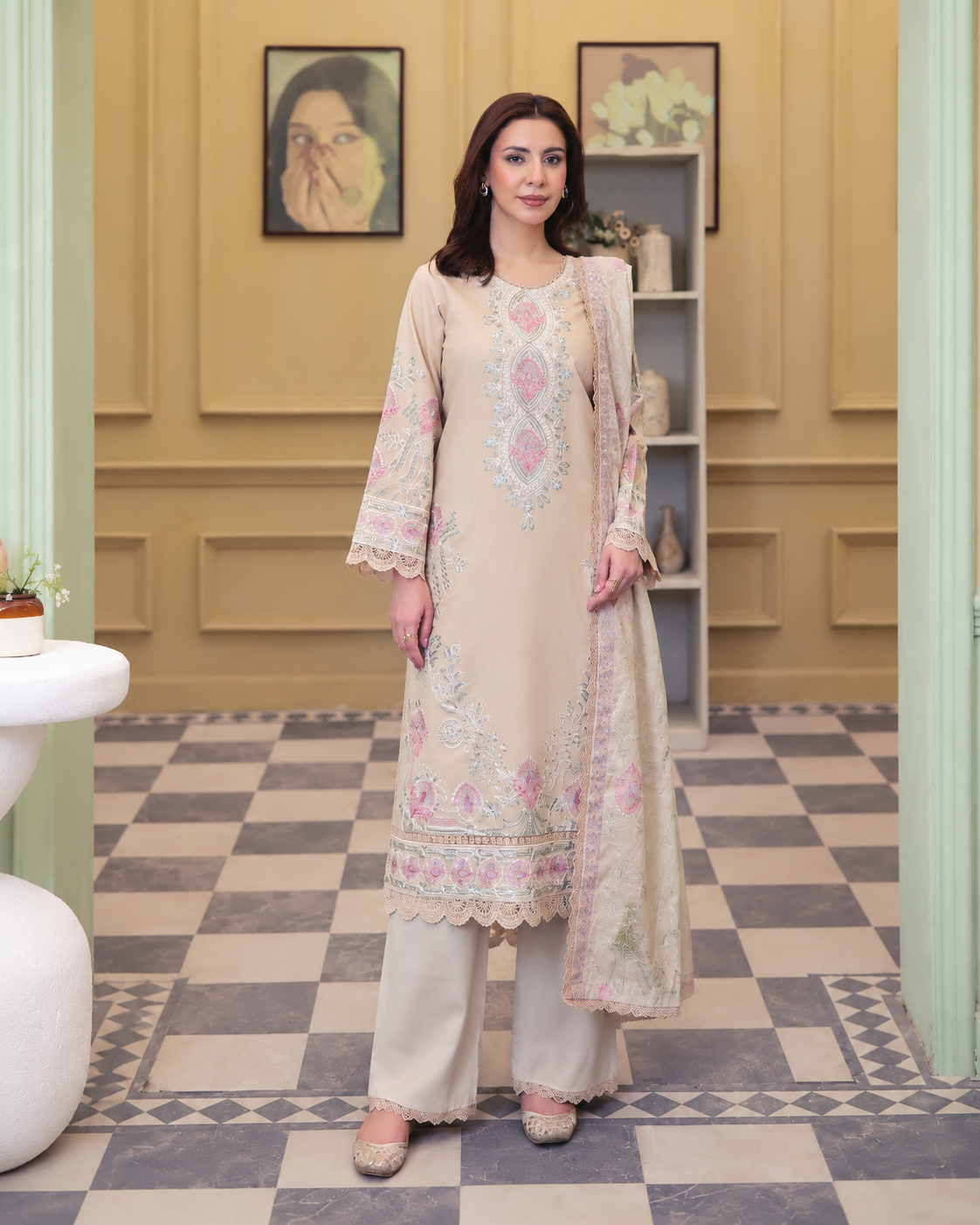 Sehrish by Johra Luxury Embroidered Winter Suit with Embroidered Shawl