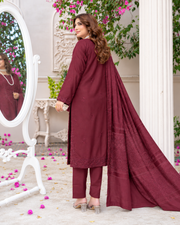Riaz Arts Musfirah Luxury Winter Embroidered Wool Touch Peach Suit