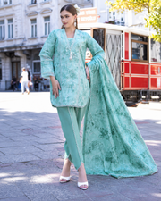 Alzohaib DHAGAKARI Digital Printed Embroidered 3 Piece Lawn Suit
