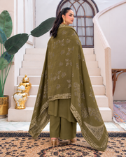 Riaz Arts Deedar Wool Touch Peach Suit with Banarsi Jacquard Wool Shawl