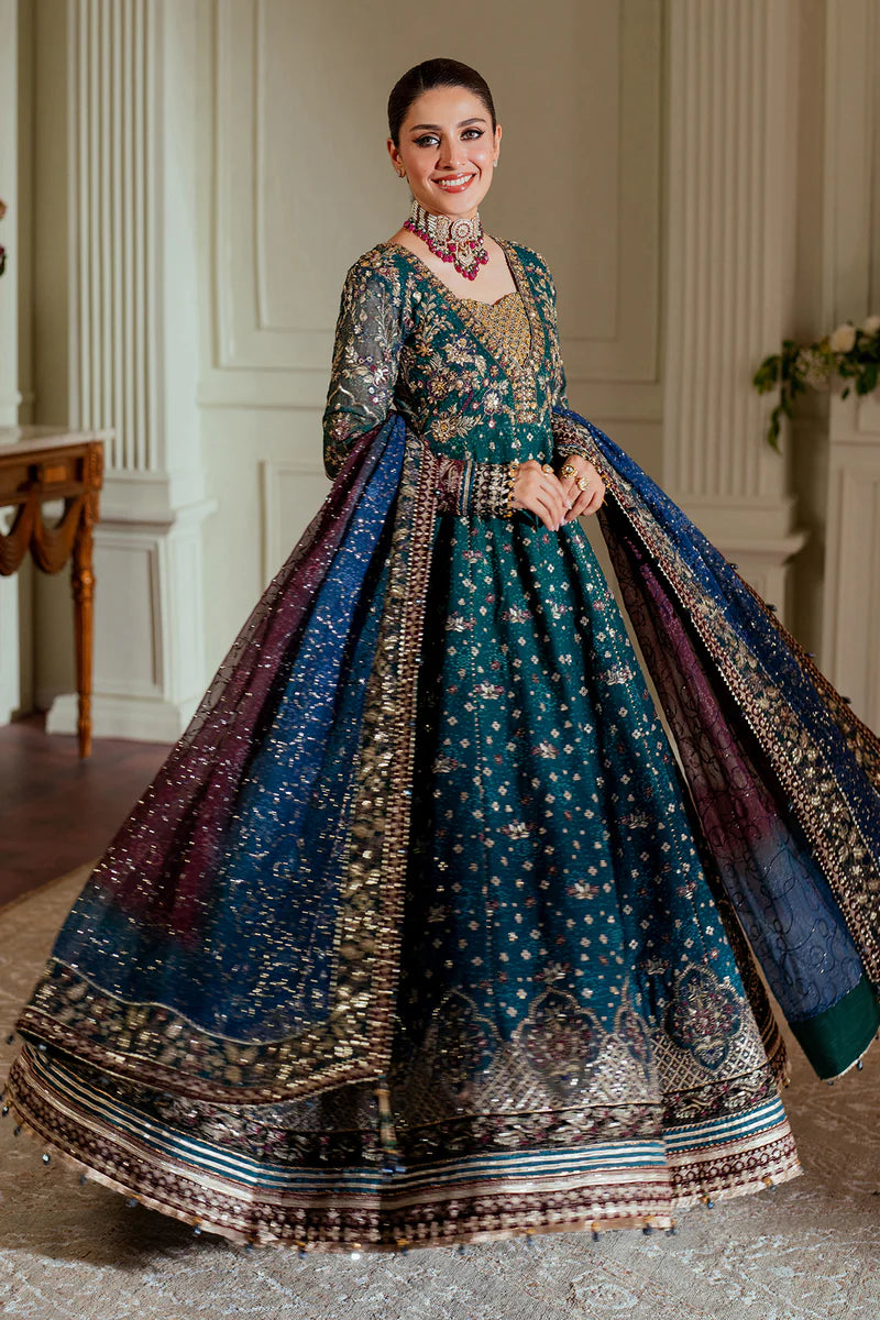 Embroidered Handmade Digital Printed Chiffon 12-Piece Unstitched Suit With Velvet & Organza Borders, Embroidered Dupatta & Dyed Silk Trousers