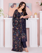 Riaz Arts Kamyar Luxury Winter Embroidered Wool Touch Peach Suit