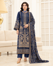 Mahveen by Johra Luxury Winter Embroidered Peach Leather Suit with Wool Shawl
