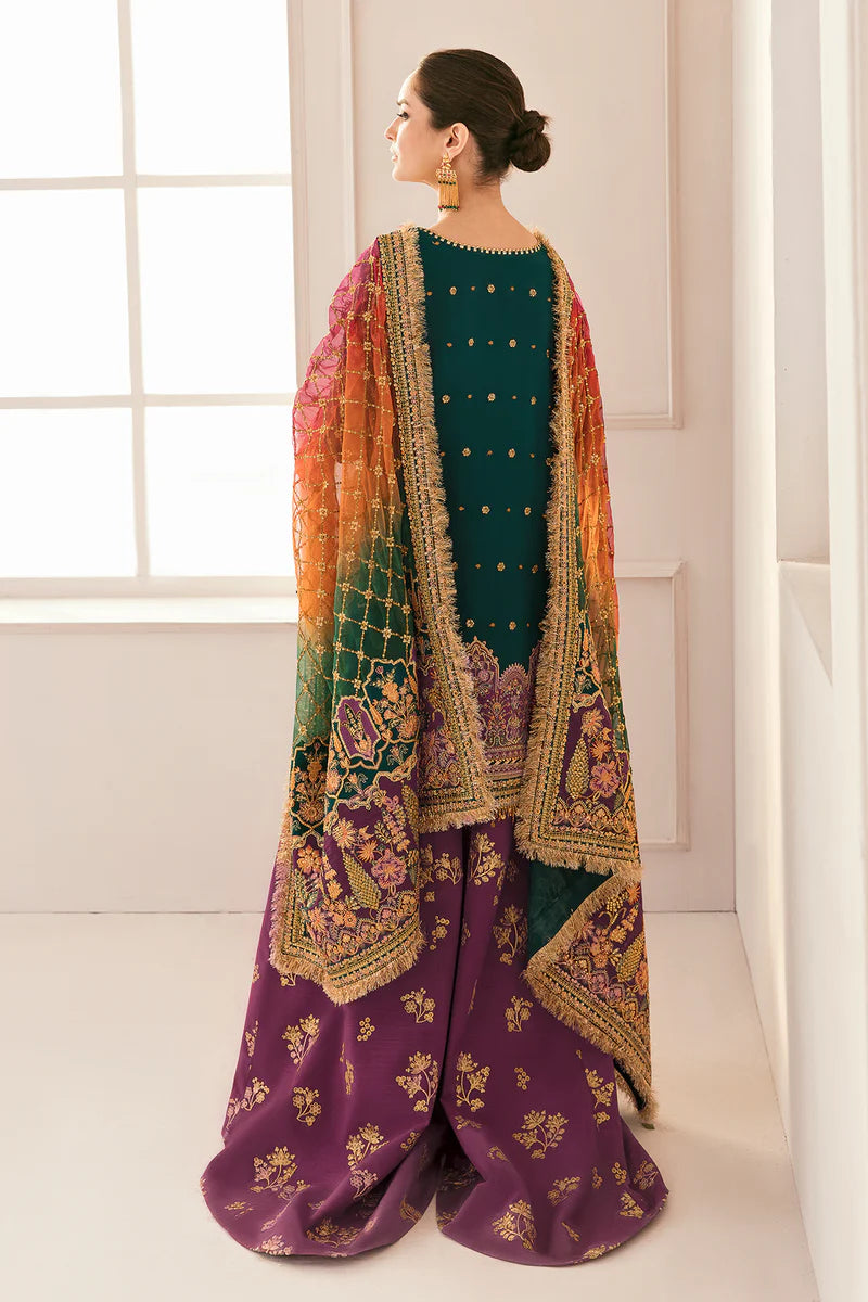 Luxury 10-Piece Embroidered Chiffon & Grip Bridal Suit with Dupatta — Unstitched