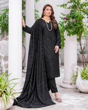 Riaz Arts Musfirah Luxury Winter Embroidered Wool Touch Peach Suit