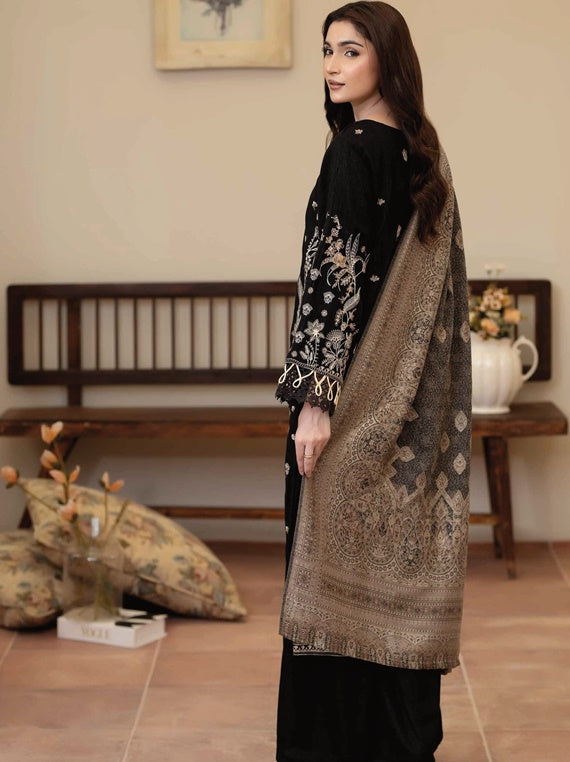 Enzah By Johra Embroidered Fancy Peach Leather Collection (D-01)