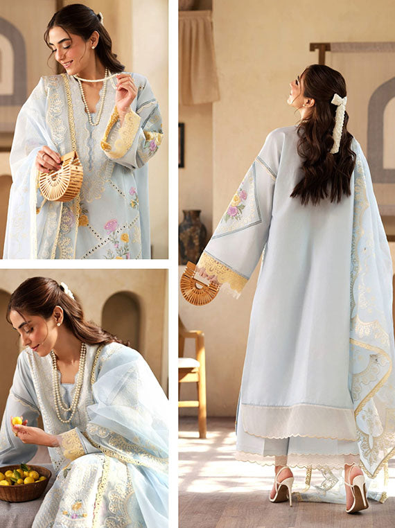 Maryam Hussain Luxury Lawn Collection2025 (L25-05 Ocean)