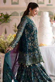 Luxury Embroidered Chiffon Formal Suit with Printed Silk Trouser