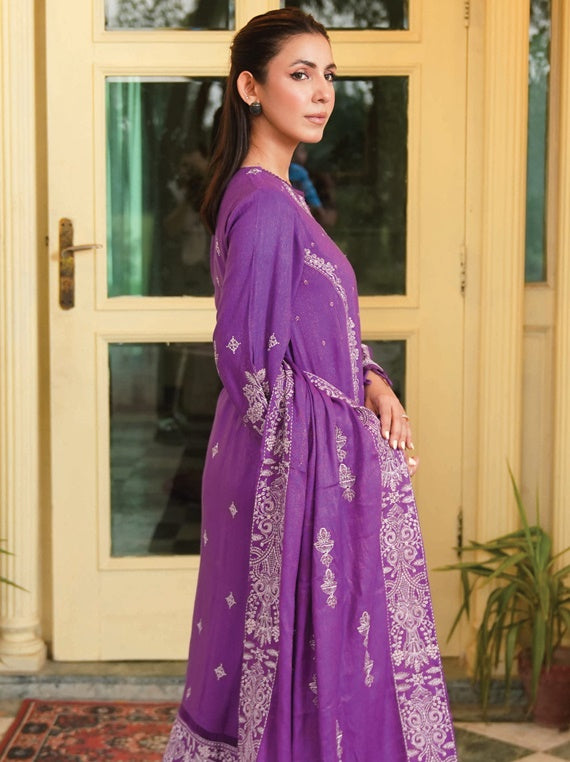 ABRISH Embroidered Fancy Peach Leather Collection by Johra (JW-149)