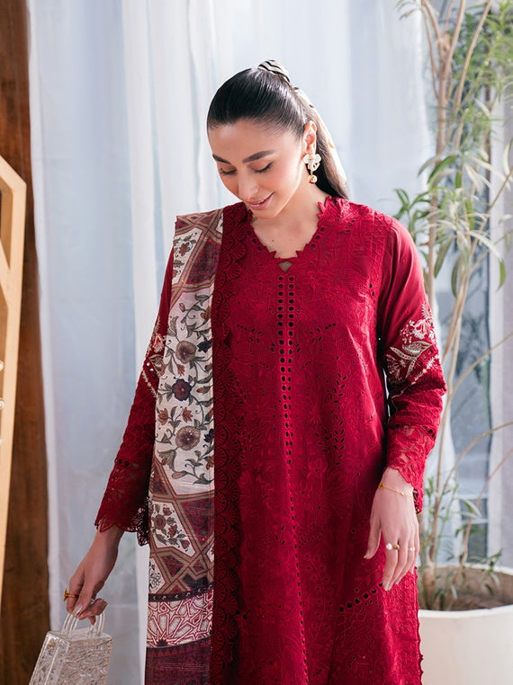 Symphony Neeshay Luxury Lawn Collection 2025 Vol-02 (SCARLET)