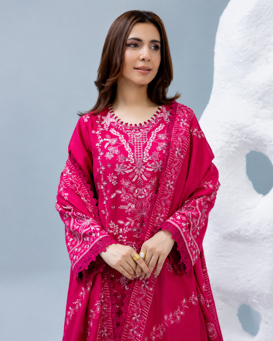 Zarnish by Johra Luxury Embroidered Winter Suit with Embroidered Wool Shawl