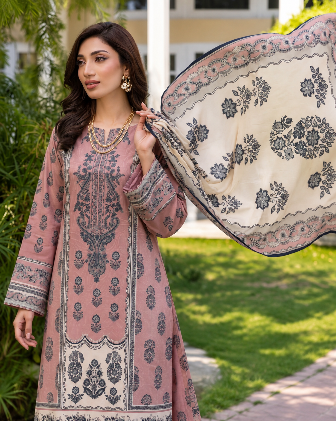 Rang By Motifz Digital Premium Printed Linen Suit with Linen Dupatta
