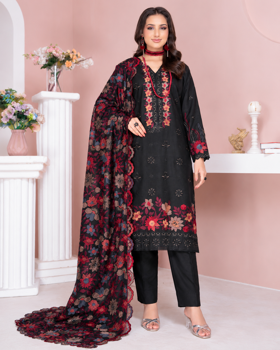 Riaz Arts Kamyar Luxury Winter Embroidered Wool Touch Peach Suit
