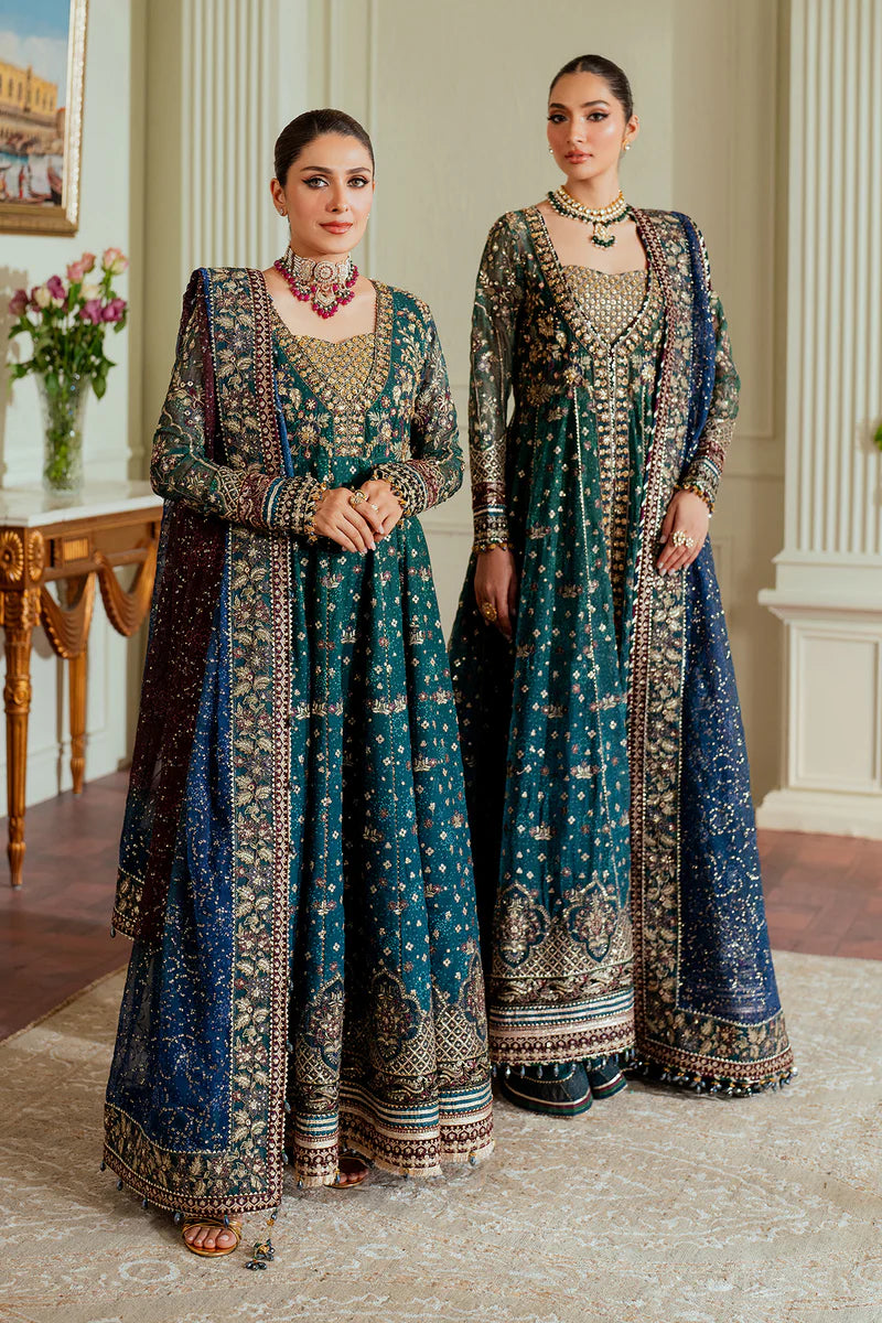 Embroidered Handmade Digital Printed Chiffon 12-Piece Unstitched Suit With Velvet & Organza Borders, Embroidered Dupatta & Dyed Silk Trousers