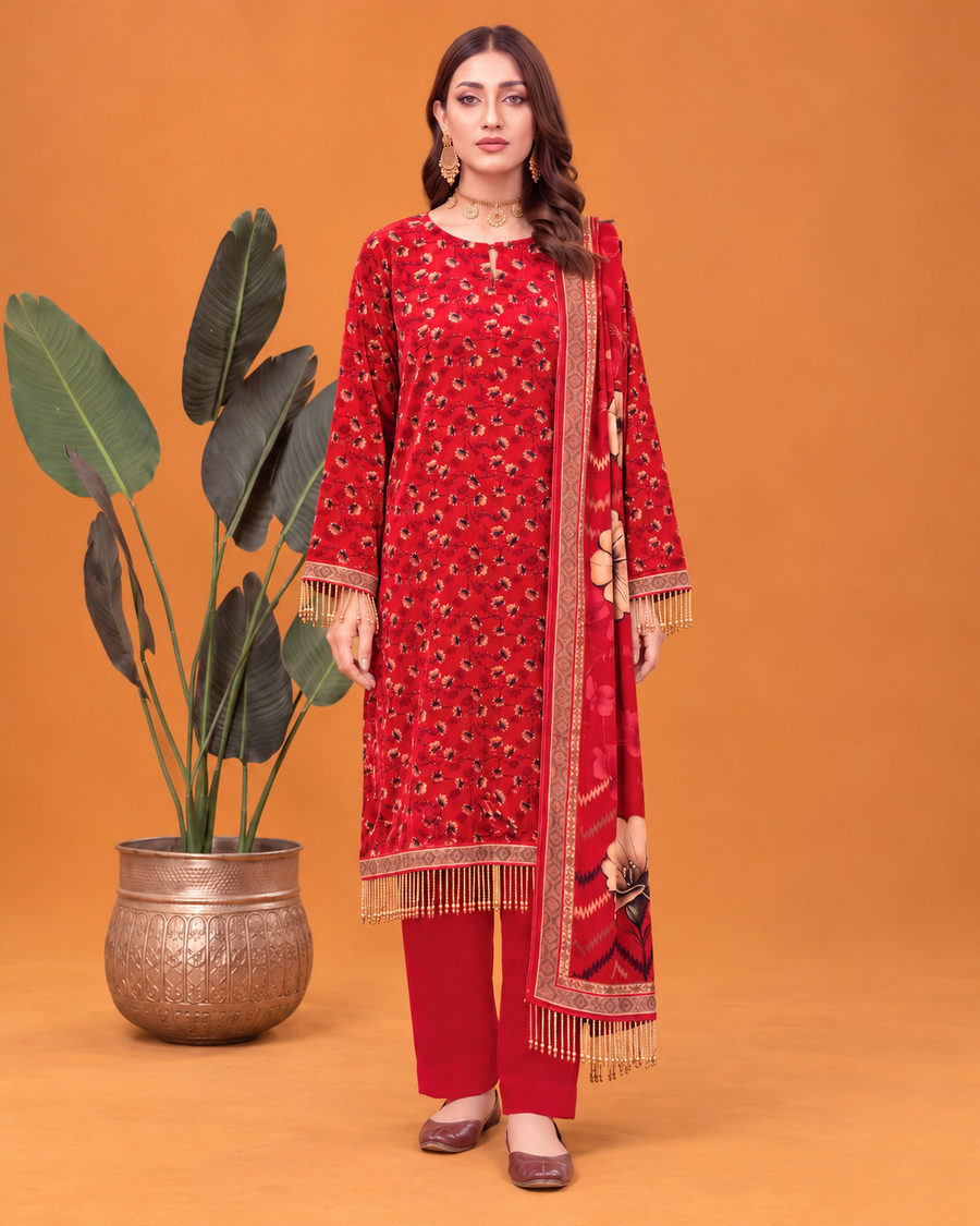 Riaz Arts Mahees Luxury Winter Digital Printed Velvet Suit