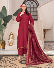 Riaz Arts Deedar Wool Touch Peach Suit with Banarsi Jacquard Wool Shawl