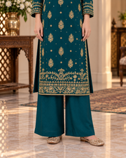 Emerald Teal Handmade Embellished 3-Piece Formal Suit – Ready to Wear
