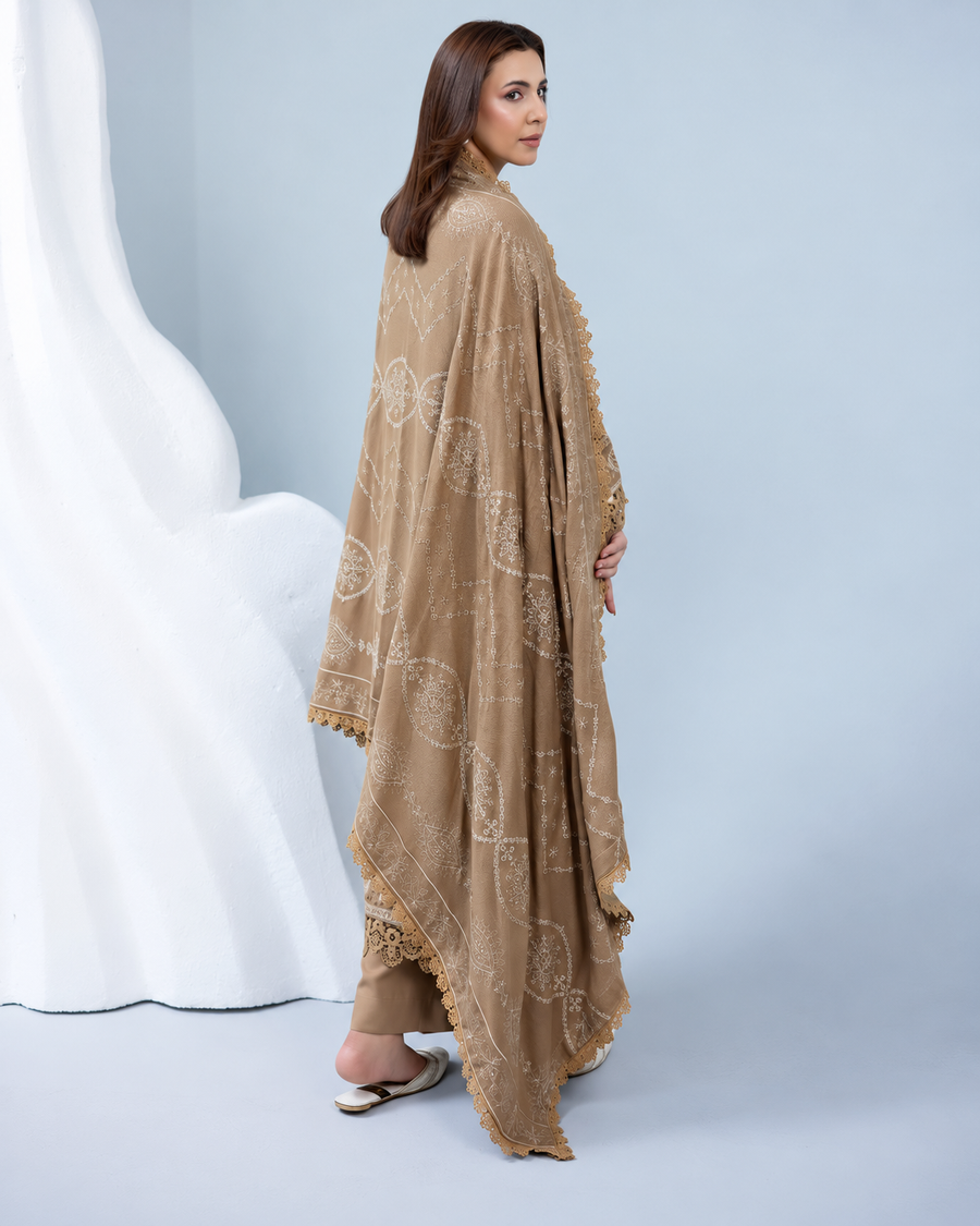 Zarnish by Johra Luxury Embroidered Winter Suit with Embroidered Wool Shawl