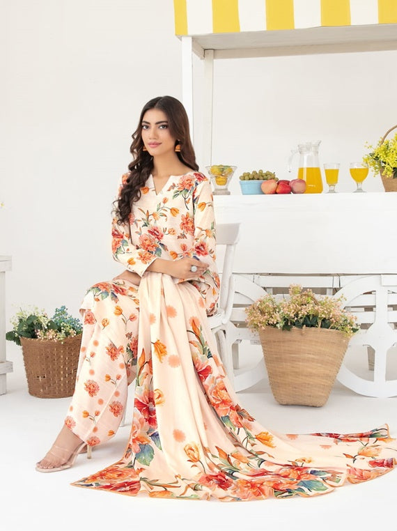 Zurina Printed Leather Peach Collection 2025 by Tawakkal Fabrics (D-4481)