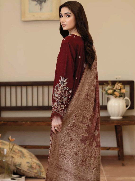 Enzah By Johra Embroidered Fancy Peach Leather Collection (D-02)