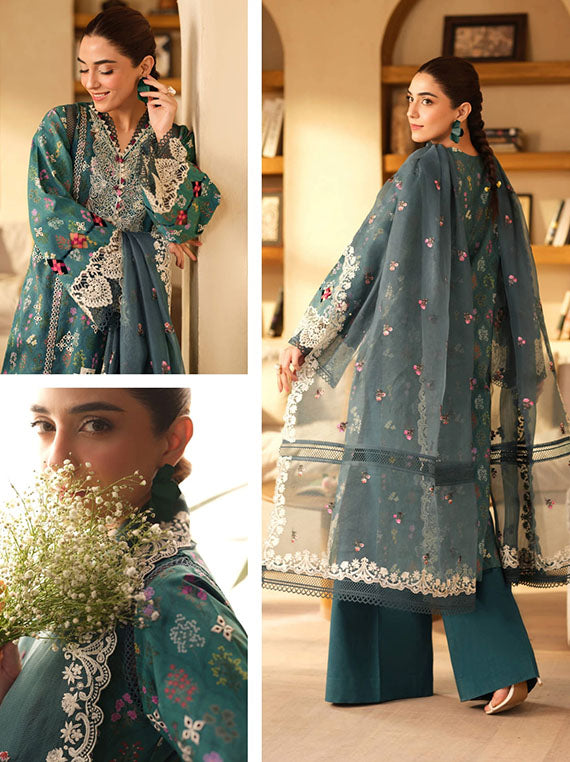 Maryam Hussain Luxury Lawn Collection2025 (L25-06 Seashell)