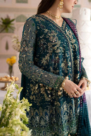 Luxury Embroidered Chiffon Formal Suit with Printed Silk Trouser