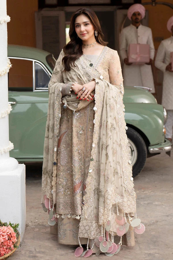 Luxury Embroidered Printed Chiffon Formal Suit with Hand Embellishments