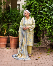 Gul Ahmed Printed Linen 3 Piece Unstitched Suit with Printed Dupatta