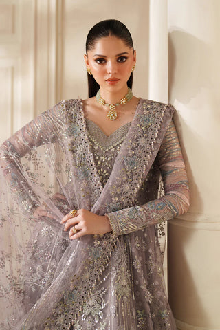 Embroidered Handmade Net 15-Piece Unstitched Suit With Silk & Organza Borders, Embroidered Net Dupatta & Dyed Silk Trousers