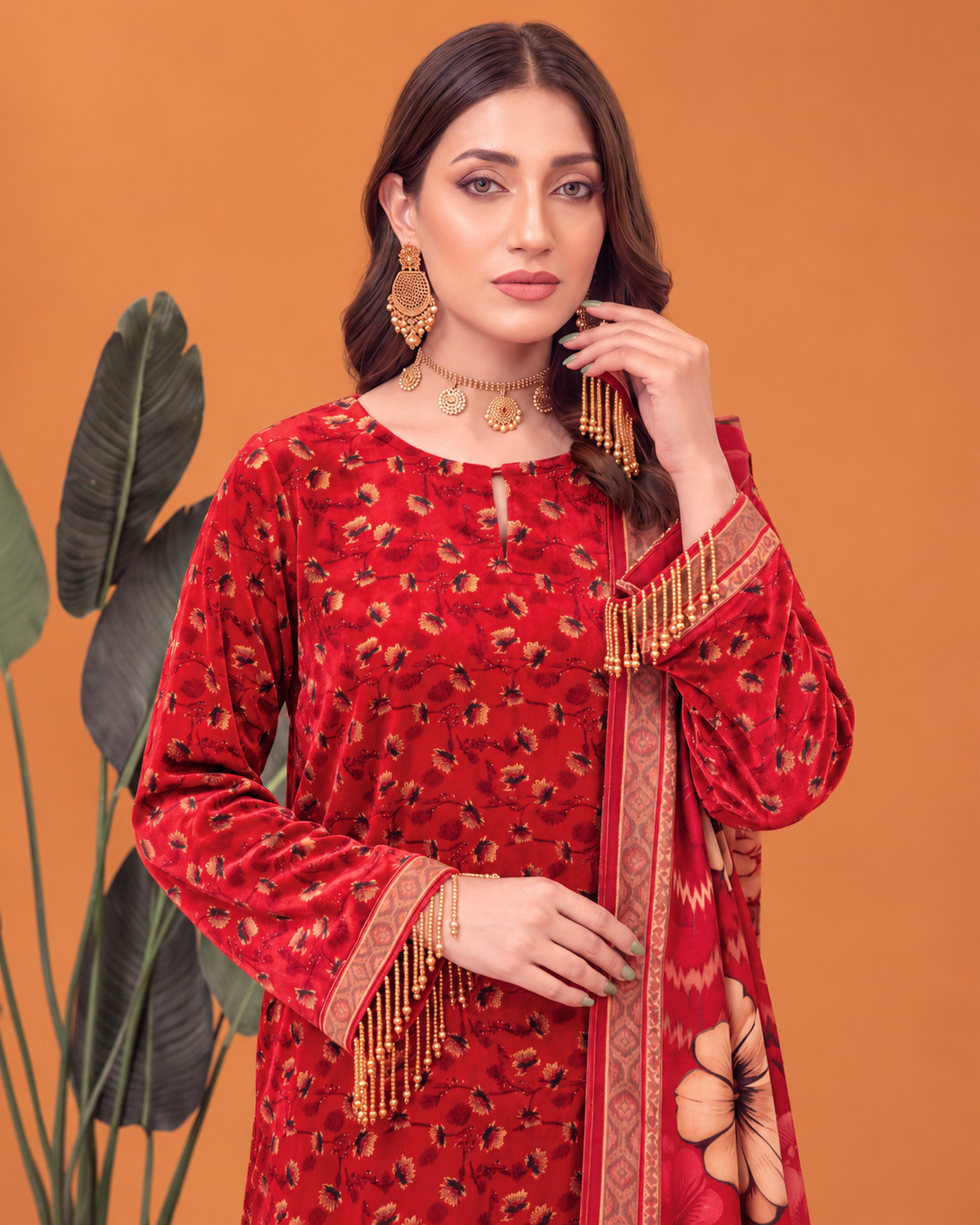 Riaz Arts Mahees Luxury Winter Digital Printed Velvet Suit