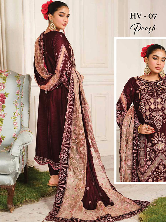 Sheen By Raeesa Luxury Velvet Collection 2024 (HV-07 Poosh)