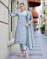 Alzohaib DHAGAKARI Digital Printed Embroidered 3 Piece Lawn Suit