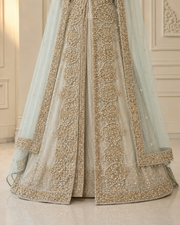 Light Mint Green Open-Style Cora Dabka Wedding Maxi – Ready to Wear