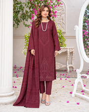 Riaz Arts Musfirah Luxury Winter Embroidered Wool Touch Peach Suit