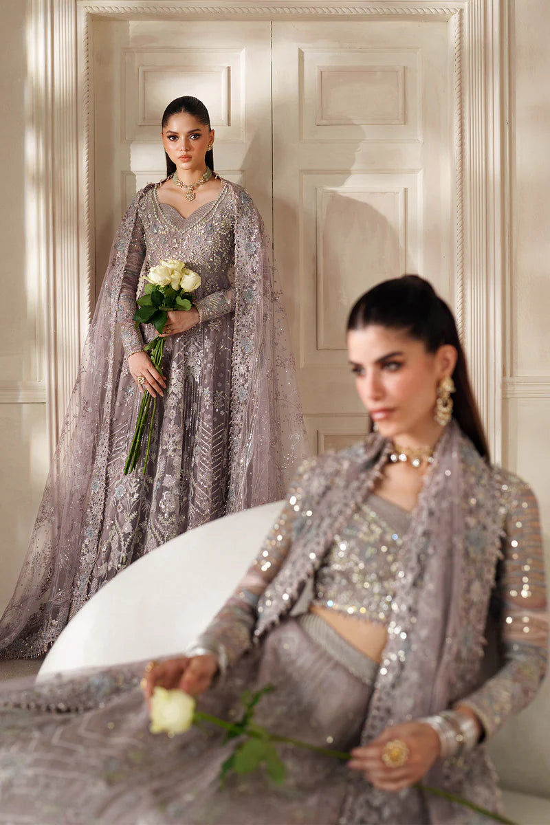 Embroidered Handmade Net 15-Piece Unstitched Suit With Silk & Organza Borders, Embroidered Net Dupatta & Dyed Silk Trousers